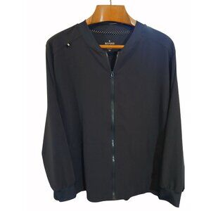 Beyond Scrubs Womens Gray Zip Front Jacket Size 3X Plus Polyester Spandex Blend